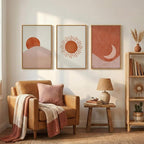 Framed Sun and Moon Boho Wall Art Bedroom, 3 Piece Abstract Minimalist - Image 8