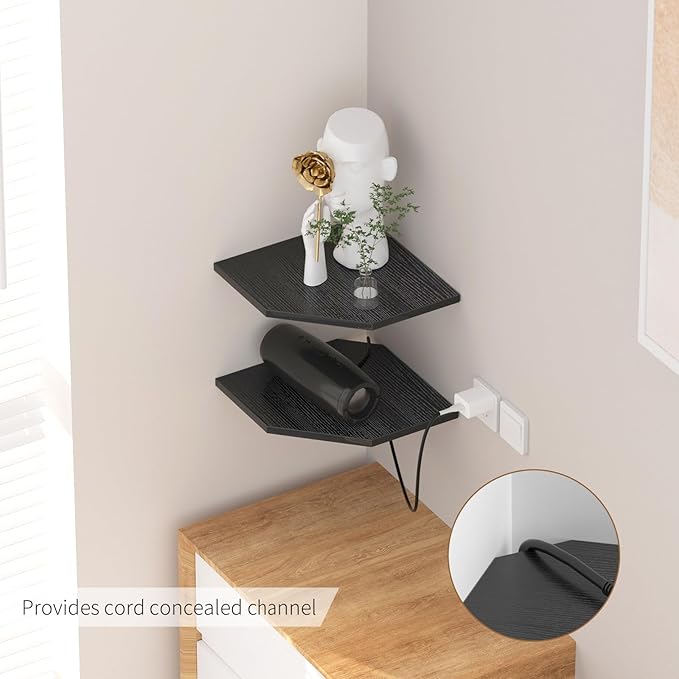 JJL Corner Shelves, 12 Inch Corner Shelf Wall Mounted - Image 4