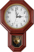 Regulator Wall Clock with Pendulum, Imitation Red Wood Plastic Wall Clock by Unknown