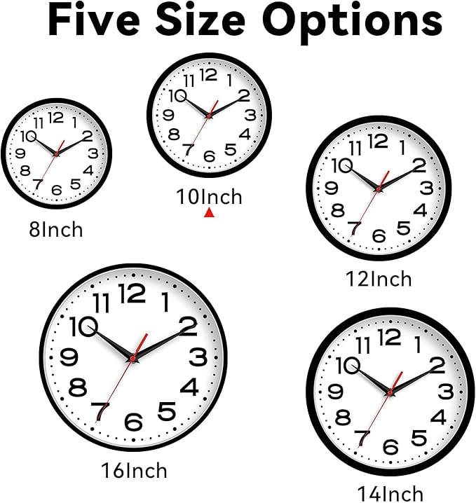 Roymnie Wall Clock Silent Non-Ticking Modern Clock Battery Operated 10 Inch - Image 6