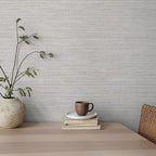 Tempaper Textured Pewter Grey Horizontal Faux Grasscloth Removable Peel and - Image 2