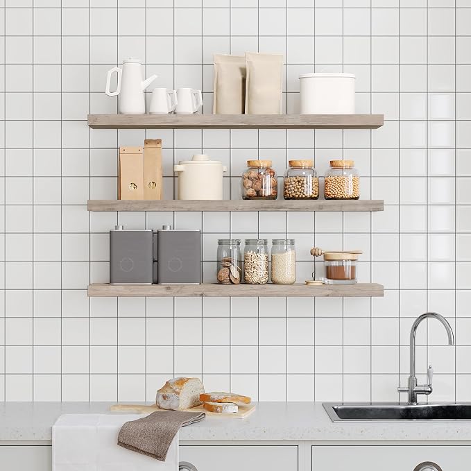 RALGEND Floating Shelves for Wall, 1.5" Thick Wall Shelf Set of 3 - Image 6