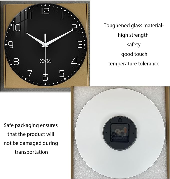 XNM Minimalist Wall Clocks for Living Room Glass Small Wall Clocks Battery - Image 8