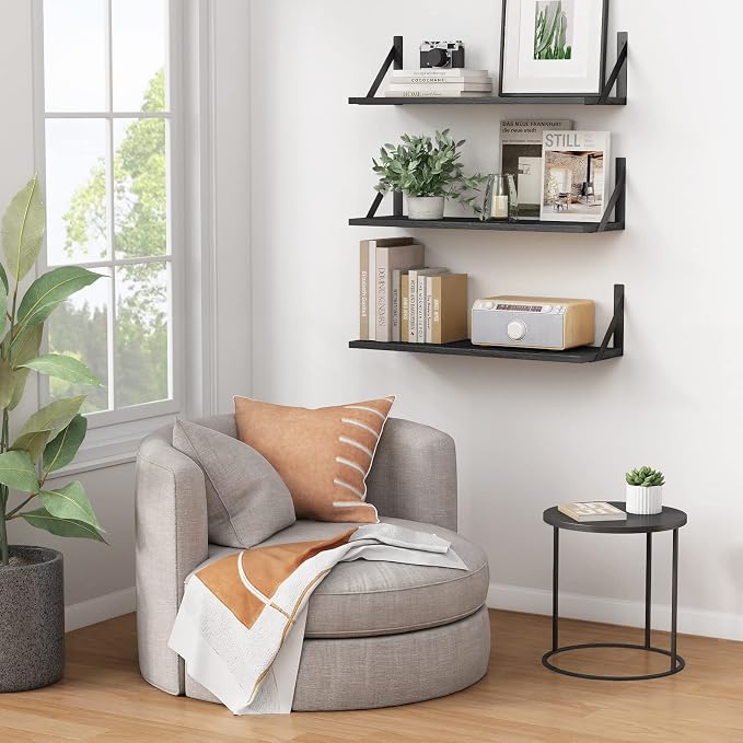 Forbena Large Floating Shelves for Wall 24 Inch Long Set of 3, 8 in Deep Wall - Image 4