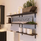 RICHER HOUSE Floating Shelves for Wall Décor, Rustic Wood Wall Mounted Shelves - Image 2