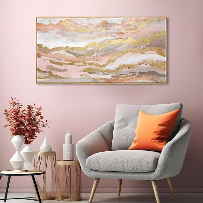 YJYart Pink Abstract Wall Art/Girl Room 20x40 Inch/Large Wall Art - Image 3