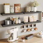 Fixwal 15.8in Floating Shelves, Rustic Wood Finish Wall Shelves Set of 4 - Image 7