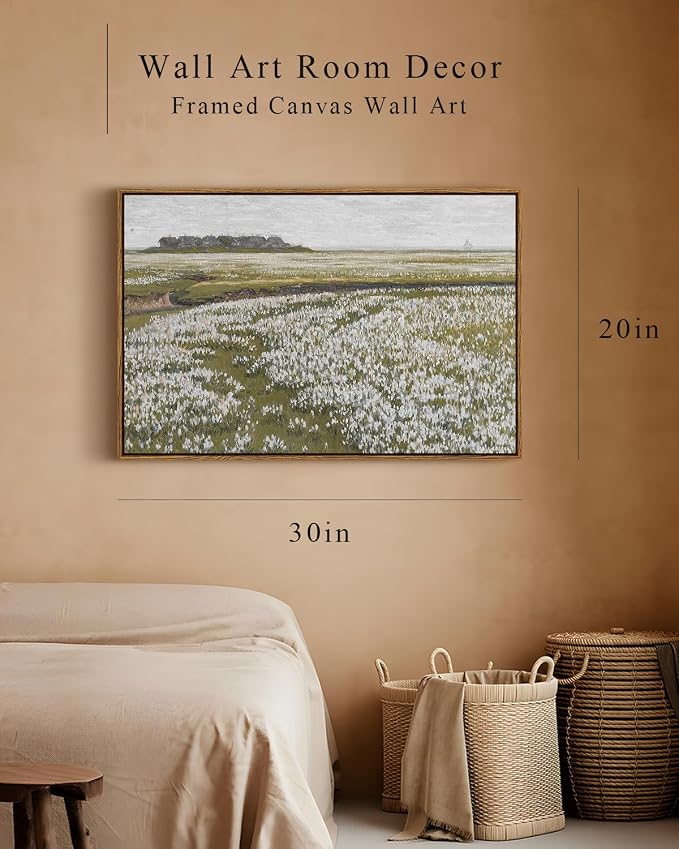 InSimSea Framed Canvas Wall Art Vintage Decor, Classical Grassland Paintings - Image 4