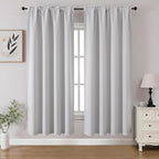 CUCRAF Grayish White Blackout Curtains 63 inch Length 2 Panels Set, Rod Pocket by CUCRAF