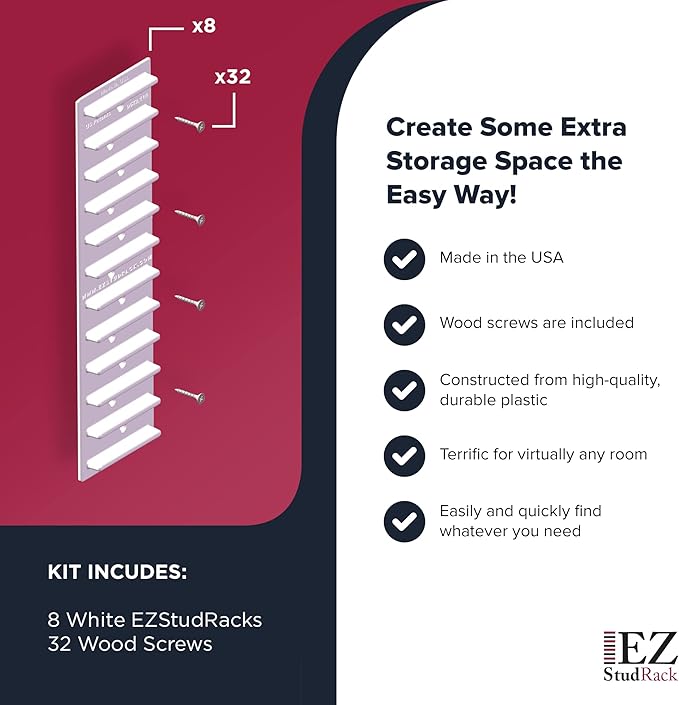 Made in USA EZStudRack Adjustable Shelf Brackets, Your Wood, You Supply It - Image 5