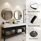 Sunniry Black Round Mirror 24 inch, 2 Pack Black Circle Mirror, Round Bathroom - Image 2