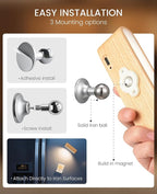 Wood LED Wall Sconce, Magnetic 360° Rotatable Wall Mounted Night Light & - Image 8