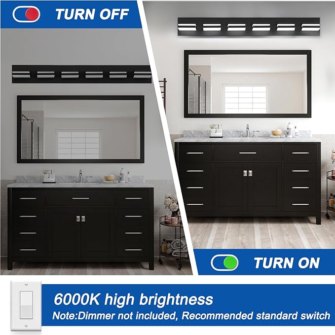 IZORRO LED Modern Bathroom Lights Fixtures, Matte Black Acrylic Wall Lighting - Image 5