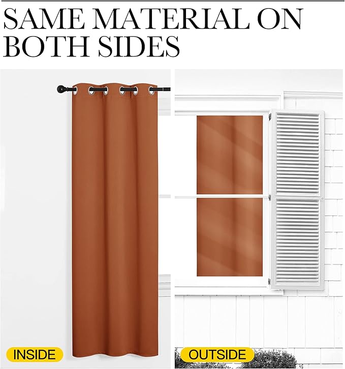 NICETOWN Burnt Orange Window Curtains Blackout Drapes, Thermal Insulated Solid - Image 6