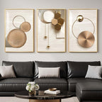 Large Modern Elegant Gold Framed Luxury Wall Art, 3 Piece Bright Glam Art by Cuspin
