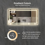 Backlit Bathroom Mirror, 55x30 Inch Gradient Front and Backlit Mirror, 3 Colors - Image 3