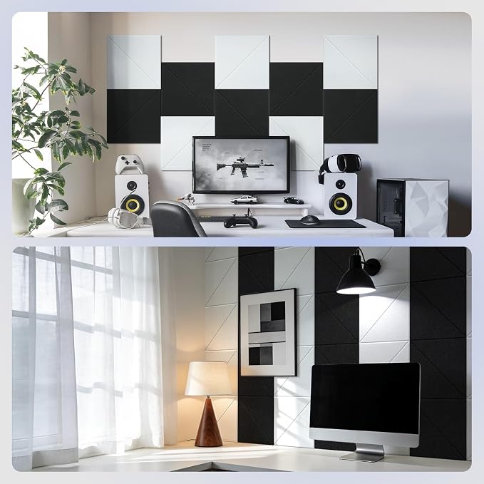 Vieshful Acoustic Panels, Peel & Stick Sound Absorbing Wall Panels, 10 Pack 12" - Image 4