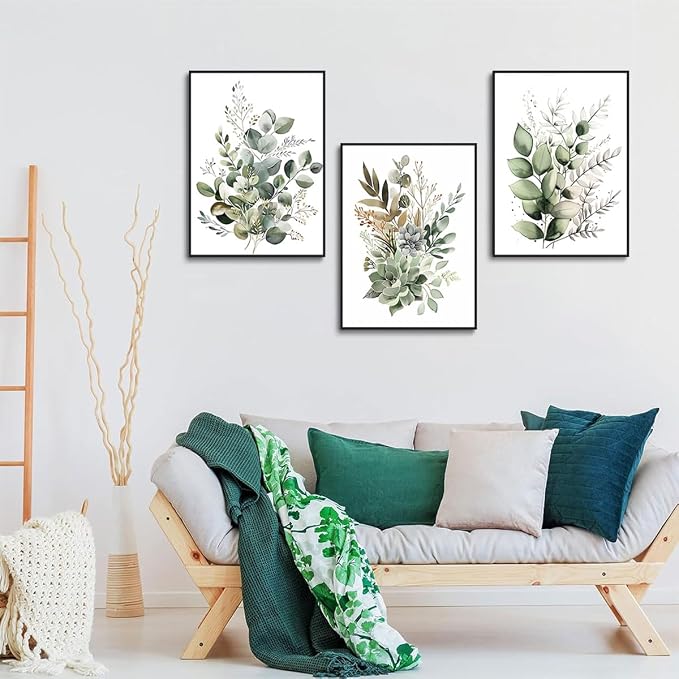 Bwodke Botanical Wall Art Plant Floral Watercolor Canvas Prints Set of 3 Framed - Image 7