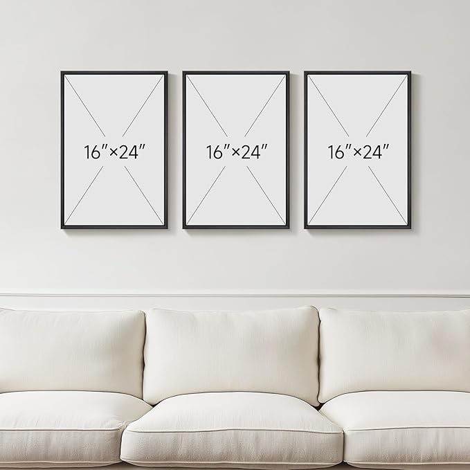 Framed Black and White Abstract Wall Art, 3 Piece Modern Canvas Prints - Image 3