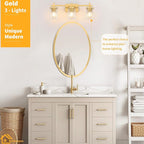 3-Lights Gold Bathroom Light Fixtures, Bathroom Vanity Light Over Mirror - Image 5