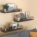 Amaoot Floating Shelves Set of 3, Home Wood Wall Shelf, Farmhouse Shelf - Image 2