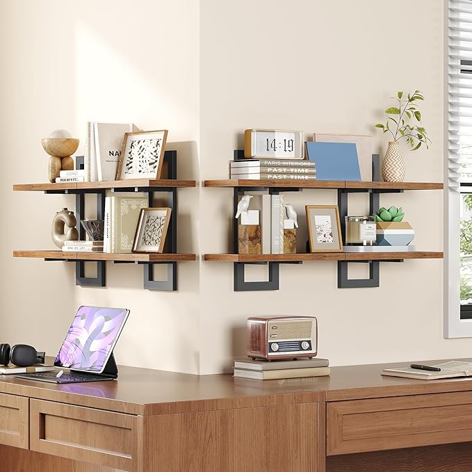 HOOBRO Floating Shelves, 15 Inch Wall Shelf Set of 4, Wall Mounted Storage - Image 5