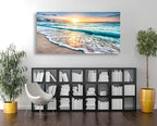 Baisuart S02275 Canvas Prints Wall Art Beach Sunset Ocean Waves Nature Pictures - Image 3
