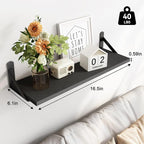 Fixwal Black Shelves for Wall, Wood Wall Mounted Floating Shelves for Bedroom - Image 3
