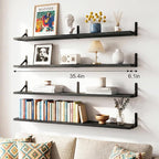 YGEOMER Floating Shelves for Wall, 35in Black Wall Shelves for Living Room - Image 2