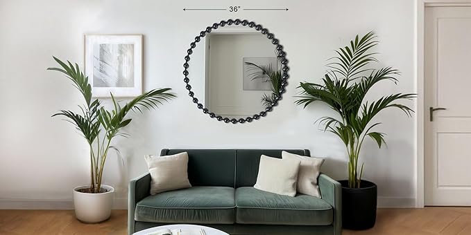 Madison Park Round Mirror, Metal Frame Circle Mirror 36 inch, Wall Art Decor - Image 2