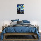 ALMLZL Framed Van Gogh The Starry Night Cat Canvas Wall Art Cute Funny Black - Image 5