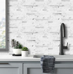 AULIGET Faux Stone Peel and Stick Backsplash, PVC Mixed Metal Wall Tiles Stick - Image 8