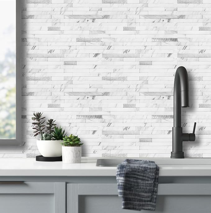 AULIGET 20 Sheets Faux Stone Peel and Stick Backsplash - Image 8