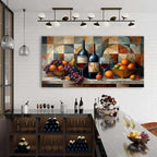 Geometric Kitchen Wall Art Abstract Wine Canvas Prints Red Wine Glass and Fruit - Image 3
