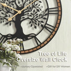 Micasso Vintage Oversize Wall Clock: 38Inch Farmhouse Tree of Life Metal - Image 7