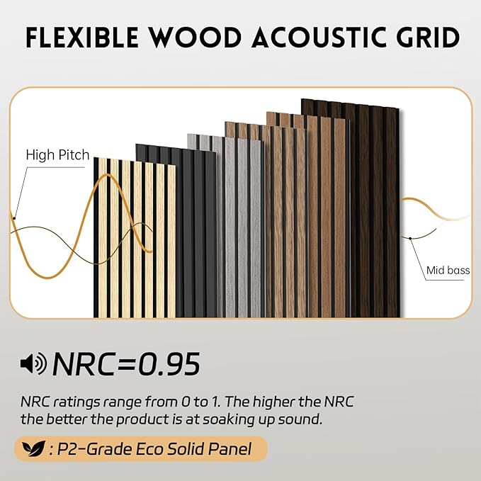 RITOLLO Wood Panels for Wall, 106.3" × 11" Wood Slat Acoustic Panels for Wall - Image 4