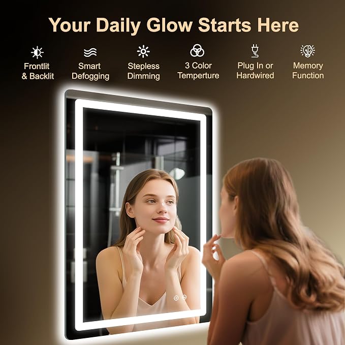 LED Bathroom Mirror, Smart Anti-Fog, Stepless Dimmable - Image 2