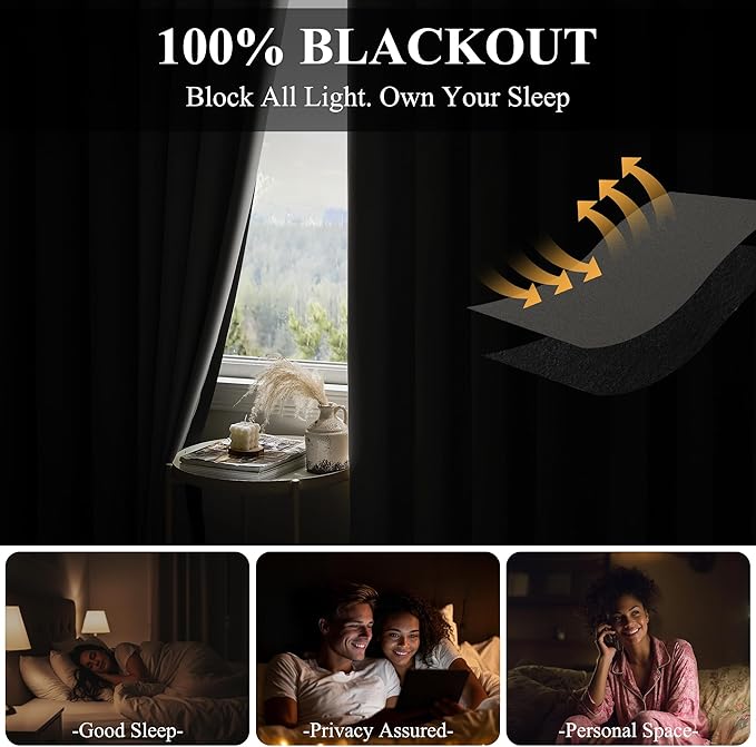 RYB HOME 100%Blackout Room Divider Curtain, Thermal Insulated&Privacy Assurd - Image 3