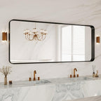 72 x 30 Inch Black Metal Framed Bathroom Mirror by MYSUNORIA