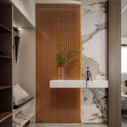 YLL YLL PVC Slat Wall Panel Peel and Stick 236"x 15.7" Faux Walnut Wood Grain - Image 2