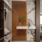 YLL YLL PVC Slat Wall Panel Peel and Stick 118"x 15.7" Faux Walnut Wood Grain - Image 2