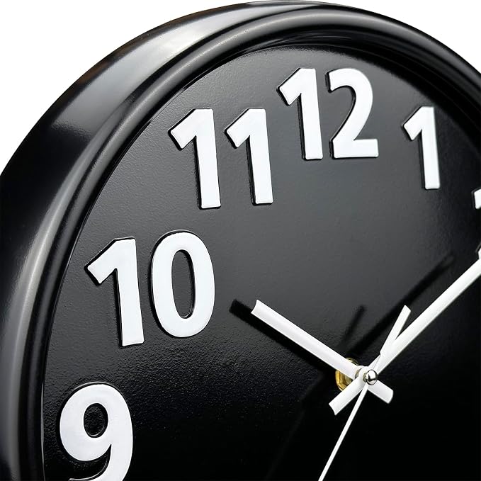 Plumeet 12'' Wall Clock, Battery Operated Wall Clocks Silent Non-Ticking Quartz - Image 6