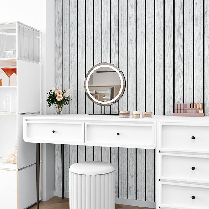 White Grey Wood Panels for Wall Slat Panel Self Adhesive Wood Slat 3D Wall - Image 7