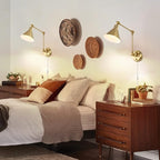 TRLIFE Wall Sconces Plug in, Dimmable Wall Sconces Brushed Brass Swing Arm Wall - Image 6