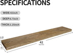 BGMG Wood Floating Shelves for Wall 42 inch Set of 2, Dark Walnut Floating - Image 3