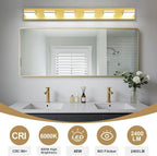 Modern LED Bathroom Lights Fixtures 6-Light, Metal Gold Acrylic Wall Lighting - Image 4