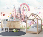 XMPMBM-Pink Cartoon Citadel Nursery Room Fabric Wallpaper Girls Bedroom Wall - Image 3