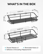 Nieifi Shower Caddy Shelf with Hooks Storage Rack Organizer Adhesive Stainless - Image 3