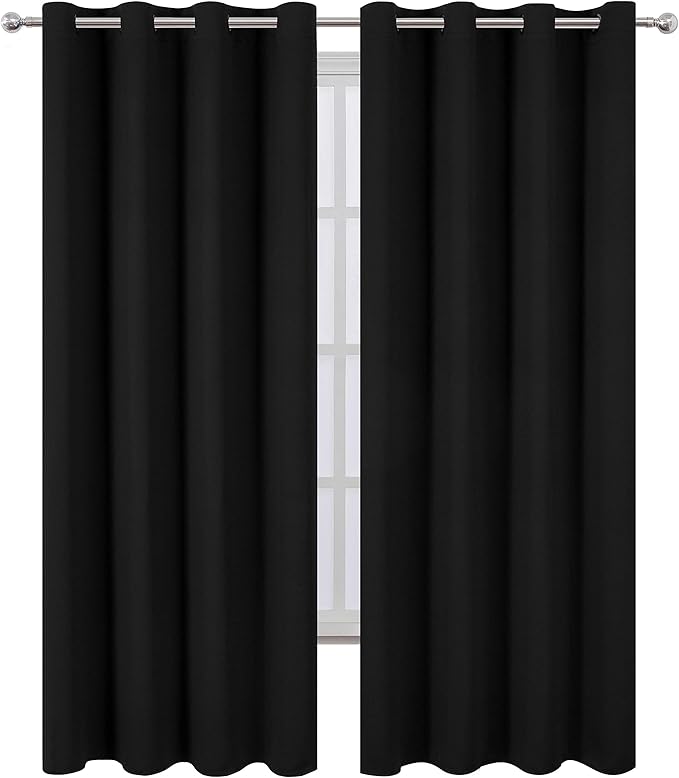 LEMOMO Black Thermal Blackout Curtains/52 x 95 Inch/Set of 2 Panels Room - Image 2