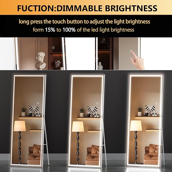 Hasipu Full Length Mirror with Lights, Full Body Dressing Hanging Mounted Mirror - Image 4